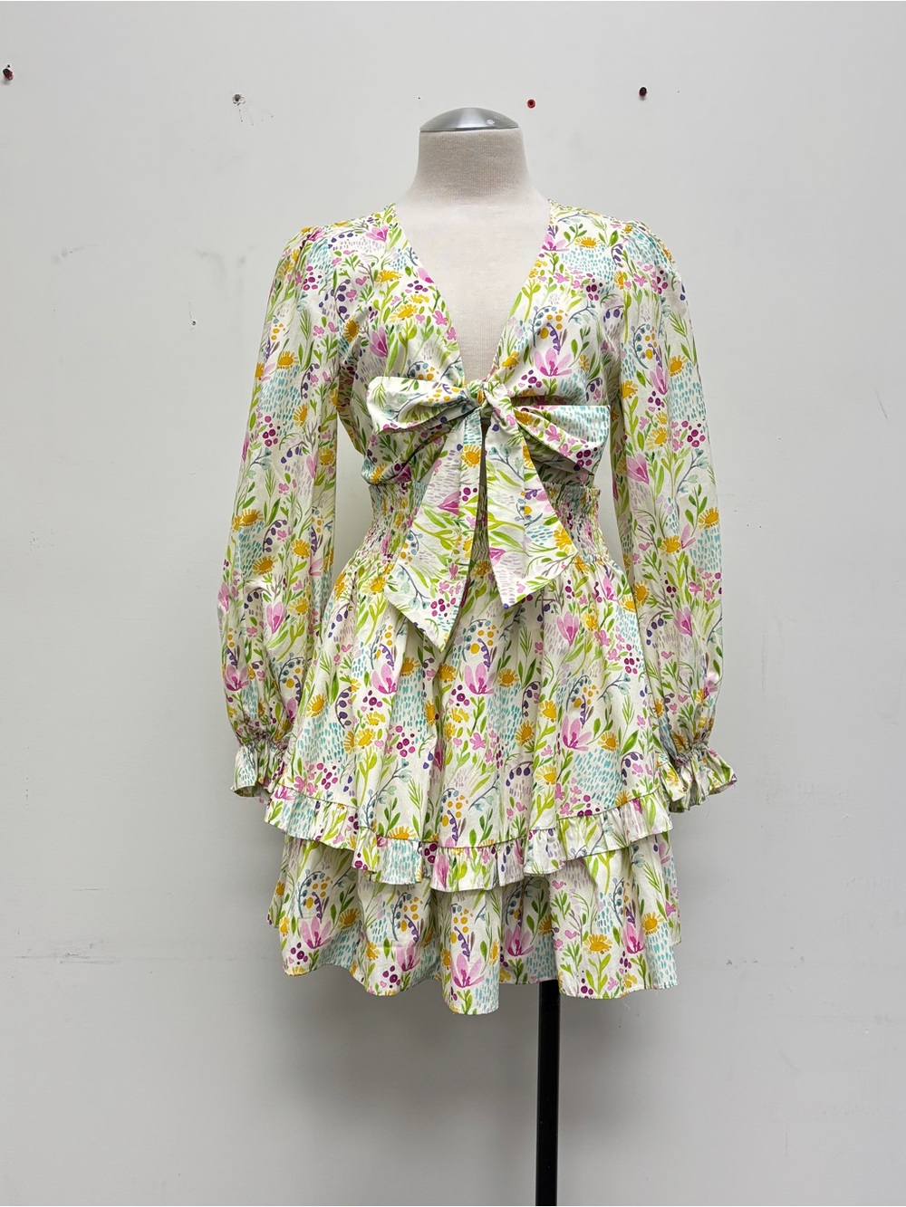 Floral Tie Front Mini Dress